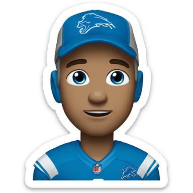 Guy with Detroit lions shirt on and blue eyes crying sticker
