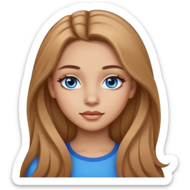 A girl with makeup, long light brown hair, blue eyes sticker