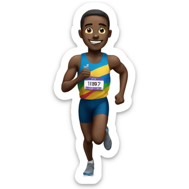 black man runner with first place medal sticker