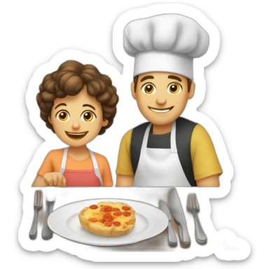 un fils et sa mere qui cuisine sticker