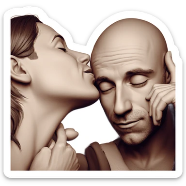 intimate monochrome kiss moment sticker