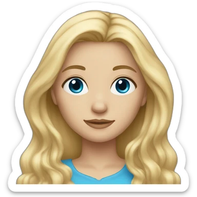 blonde girl with long hair and darker blue eyes sticker