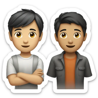 "An Asian boy and a fair-skinned American boy chatting." sticker