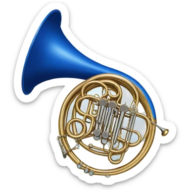 french horn that is the color blue sticker