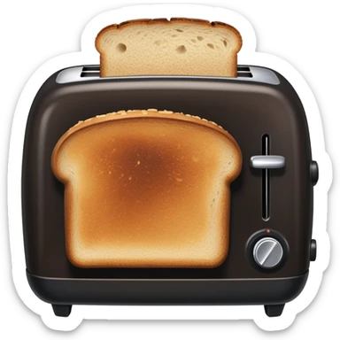 An overly toasted slice of bread, dark brown to nearly black, with burnt edges and a rough, crispy surface — showing signs of being left in the toaster too long sticker
