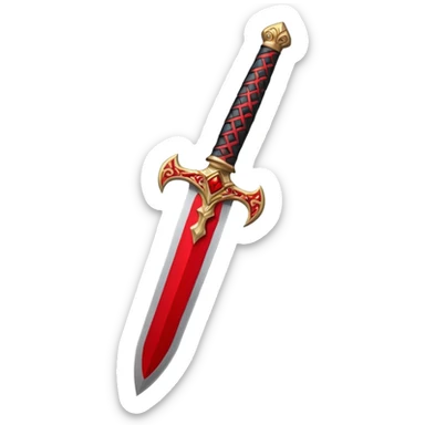 iOS sticker, ritual dagger, red blade, black handle, minimal sticker