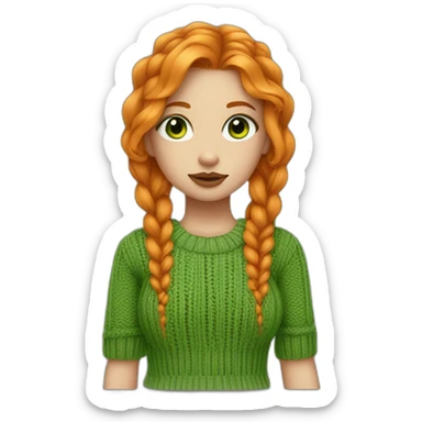 orange hair with dark brown roots girl with green eyes and a septum piercing and green knitted shirt sticker