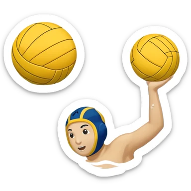 An icon featuring a yellow water polo ball floating on the water with goals in the background, inside a swimming pool. The design includes splashes and ripples, symbolizing the fast-paced action and strategy of water polo. Transparent background highlights. sticker