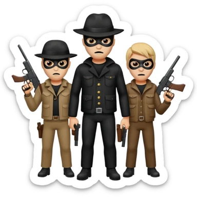 Hoodlums with robber masks and guns sticker