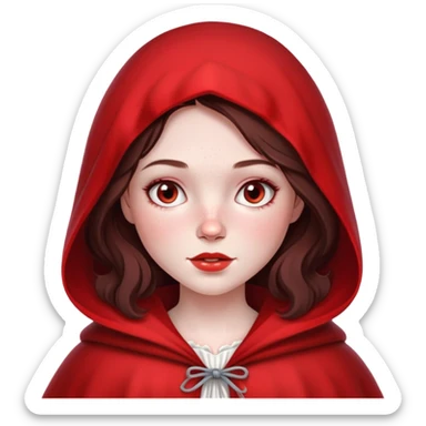 Little red riding hood, pale skin with freckles dark brown hair sticker