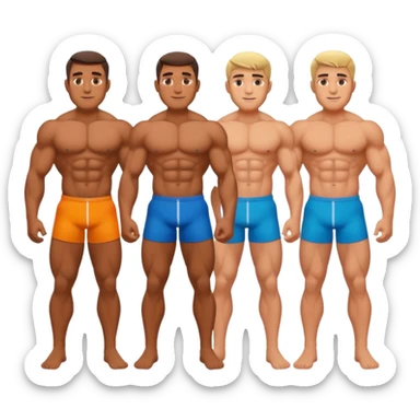 Four big guys no shirts body builders sticker