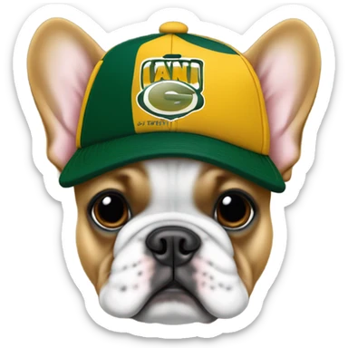 Tan French bulldog Greenbay Packer fan  sticker