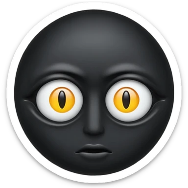 Minimal emoji, single eye made of black metal, pupil replaced by a solid metal number 8, restrained gothic symbolism, avant-garde minimalism, no glow, no neon, flat emoji style, centered, transparent background sticker