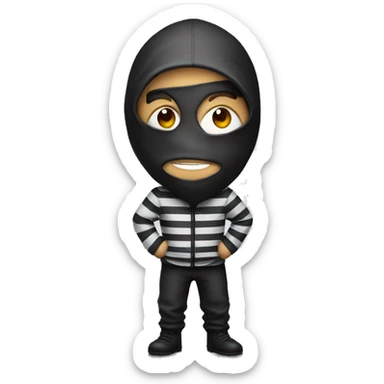 thief in a mask and prison striped clothes sticker