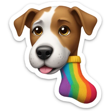 dog wearing a sock sticker