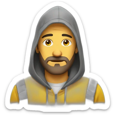 Armenian men  with yellow hoodie with sleepy face sticker