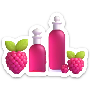 AVON women's perfume bottle next to raspberry bottle sticker
