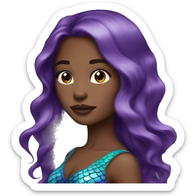 Blue and purple mermaid long brown hair makeup sticker