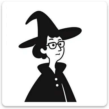 Angry Professor McGonagall with tight bun, square glasses, witch hat, stern expression, lips pursed in disapproval sticker
