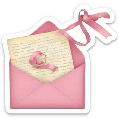 vintage love letters in envelope tied with a baby pink ribbon  sticker