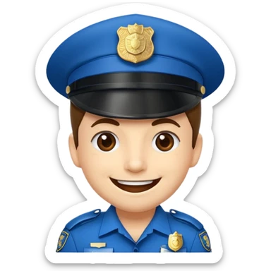 Emoticono de policía sonriente con gorra de policía municipal de Pamplona  sticker