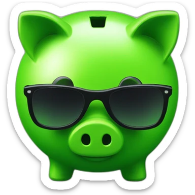 green piggybank with sunglasses sticker