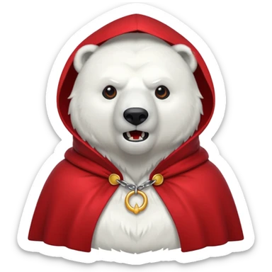 Vampire animal, polar bear in red collar cloak, fangs sticker