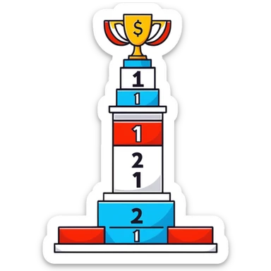 leaderboard podium with 1st, 2nd, 3rd rankings clearly labeled sticker