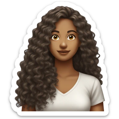 Realistic Brazilian young pretty women with a long curly hair  sticker