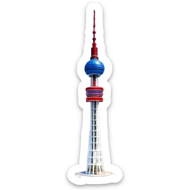 ​Cinematic Realistic N Seoul Tower, depicted in full daylight as a slender, single-column tower crowned by a cylindrical observation deck, set against a clear blue sky over Seoul’s vibrant cityscape, rendered with crisp architectural detail and bright, natural lighting that accentuates its modern elegance, sticker
