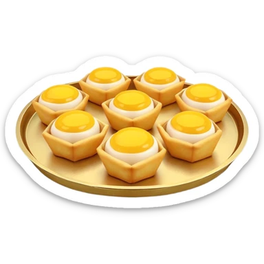3D rendered authentic Hong Kong egg puffs (港式鸡蛋仔) on a street food tray, traditional hexagonal bubble shape, golden color, hyper-realistic texture, glossy finish, street food presentation sticker