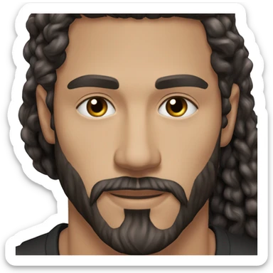 dark hair and beard (white man) handsome 25 year old wearing a black shirt with silver hoop earrings and a silver chain necklace sticker