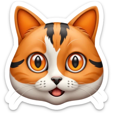 Design an emoji of a cat 🐱 realizing it left the stove on, with huge panicked eyes. sticker