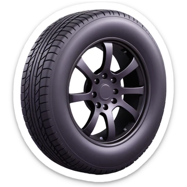 Create a tire emoji that looks exactly like the reference image in iOS emoji style. It should be 3D with shiny, smooth gradients, soft shadows, realistic tire texture, classic emoji look, and add a glossy effect to the rubber. sticker