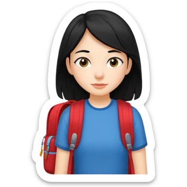 walk black long hair girl at university  sticker