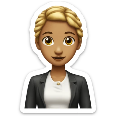 una niña con pelo cafe ondulado largo piel clara y ojos miel oscuro sticker