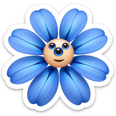 blue flowers with two eyes sticker