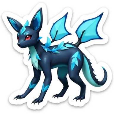 Colorful Dark Shiny Exotic Salandit-Aurorus-Glaceon-Umbreon-Fakémon-hybrid-creature (full body)  sticker