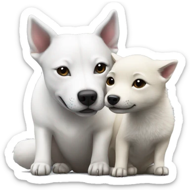 Staffy dog kissing an arctic fox sticker