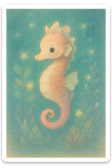 soft and whimsical seahorse sticker