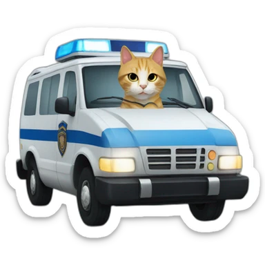 Cat on a police van on the highway sticker
