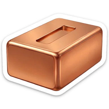 realistic copper ingot, smooth surface, clear shape sticker