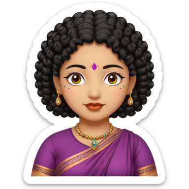 Indian fat girl south Indian curly short black hair sticker