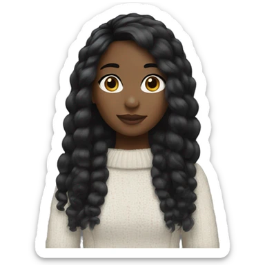 Girl winter black hair sticker