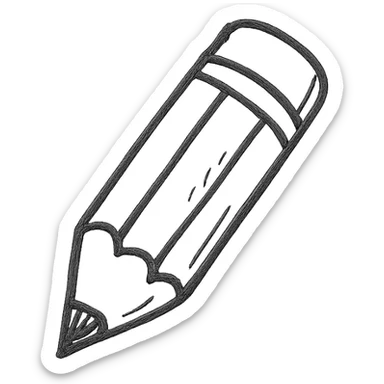 hand drawn outlined icon of a pink pencil, no fill, thick lines sticker