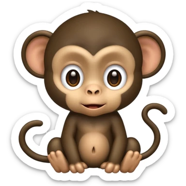 a black cute monkey with little hair sticker