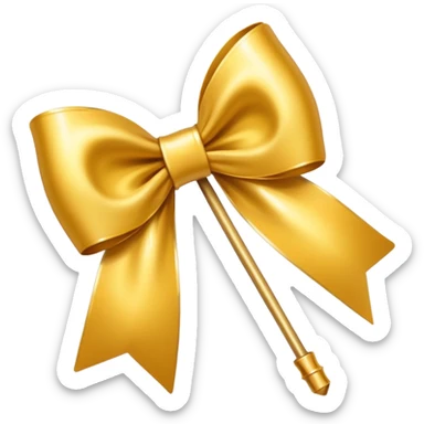 Golden bow with medium length long ends  sticker