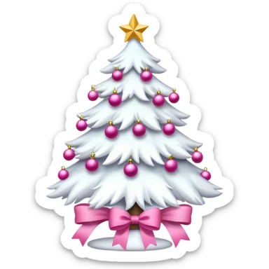 WHITE CHRISTMAS TREE WITH PINK BOWS sticker