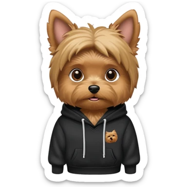 yorkie wearing an essentials hoodie  sticker