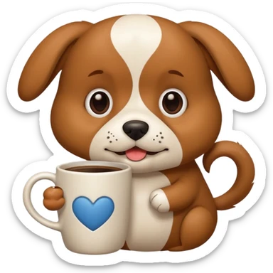 Dog with a cup of coffee sticker
